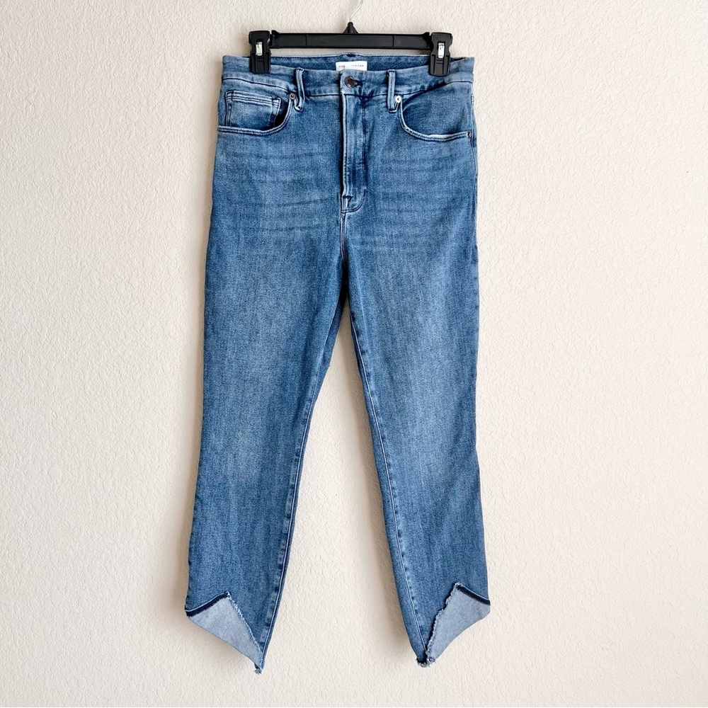Good American Jeans Sz 10/30 High Rise Skinny Stretch Denim Medium Wash